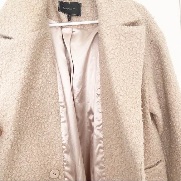BCBGMaxazria XL Dusty Pink Boucle Coat with silver threading and gold buttons - Picture 5 of 6